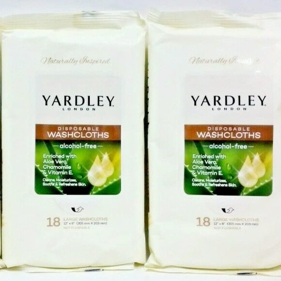 Yardley Large 12"x8" Disposable Washcloths Alcohol-Free Cleans/Moisturizes/Sooth - Picture 2 of 5